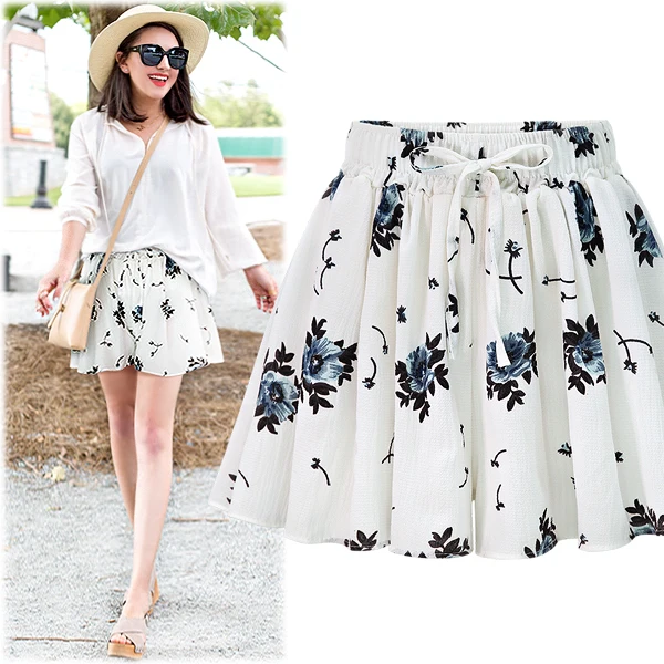 

5xl plus big size shorts women summer style 2018 feminina new loose high waist wide-leg black white shorts female A4861