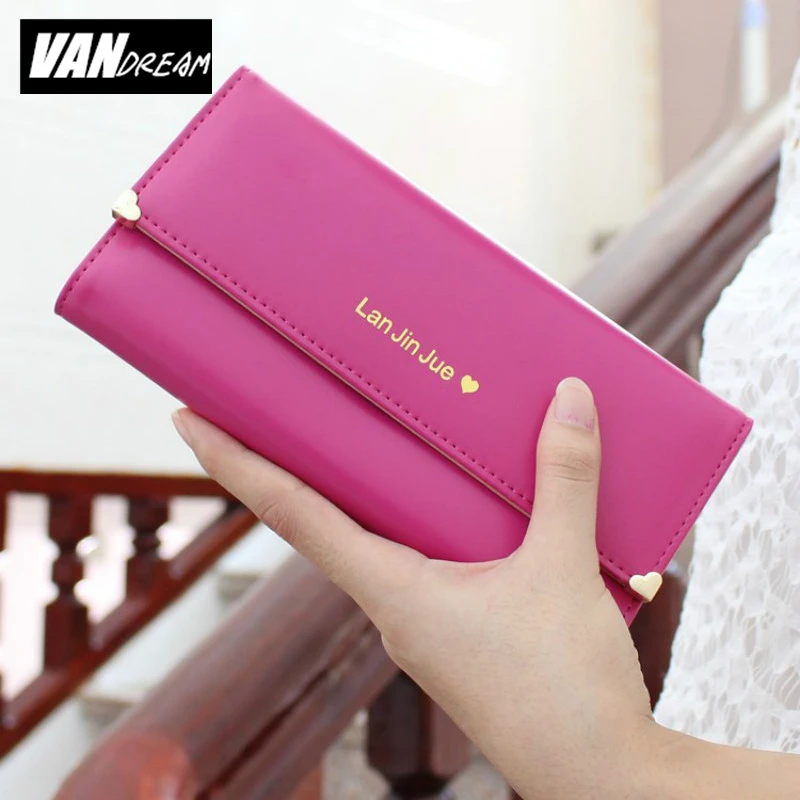 2015 Hot Fashion Women Wallets bag solid PU Leather Long Wallet designer Purse famous brand Casual Lady Cash phone card Purse