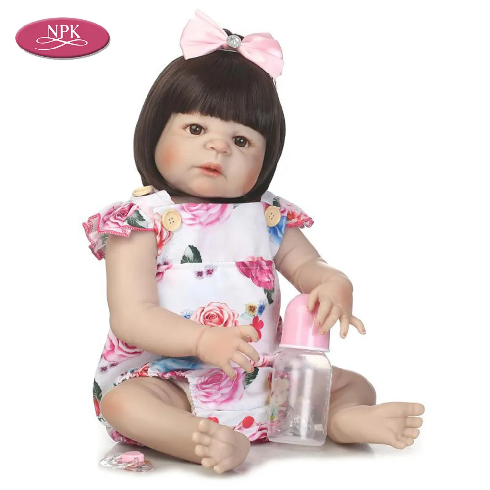 NPK 57 см полное Силиконовое боди Reborn Baby Doll игрушка Реалистичная новорожденная девочка-принцесса детская Ванна 2" Bebe возрожденная менина