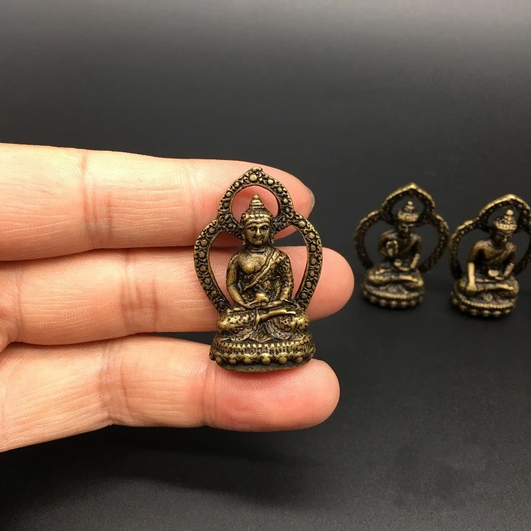 Коллекция китайские латунные Резные пять вечерние Будды набор медицина Будда мини Будда изысканные маленькие статуи