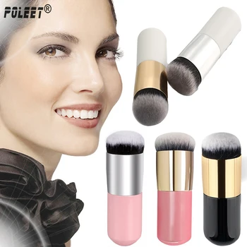 

Free Shipping Chubby Pier Foundation Brush Powder Base BB Cream Blush Round Flat Make up Brush Beauty Tools