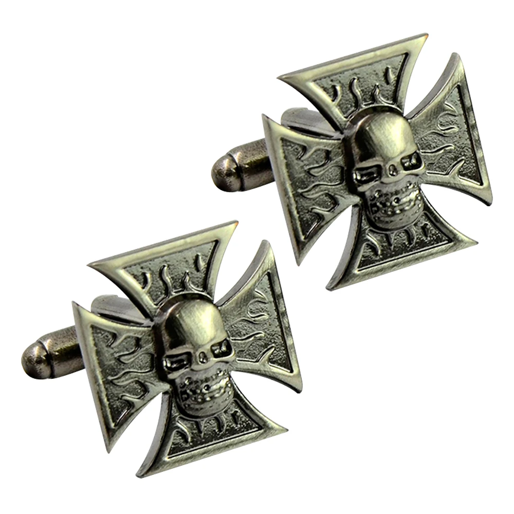 Cool skull engraved brave warrior cufflinks, retro bullet cufflink