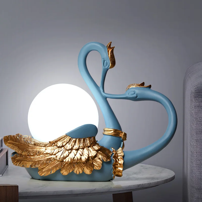

Swan Table LED Lamp FengShui kawaii Gift home decoration accessories Bedroom Bedside Lamp arredamento casa miniature figurine