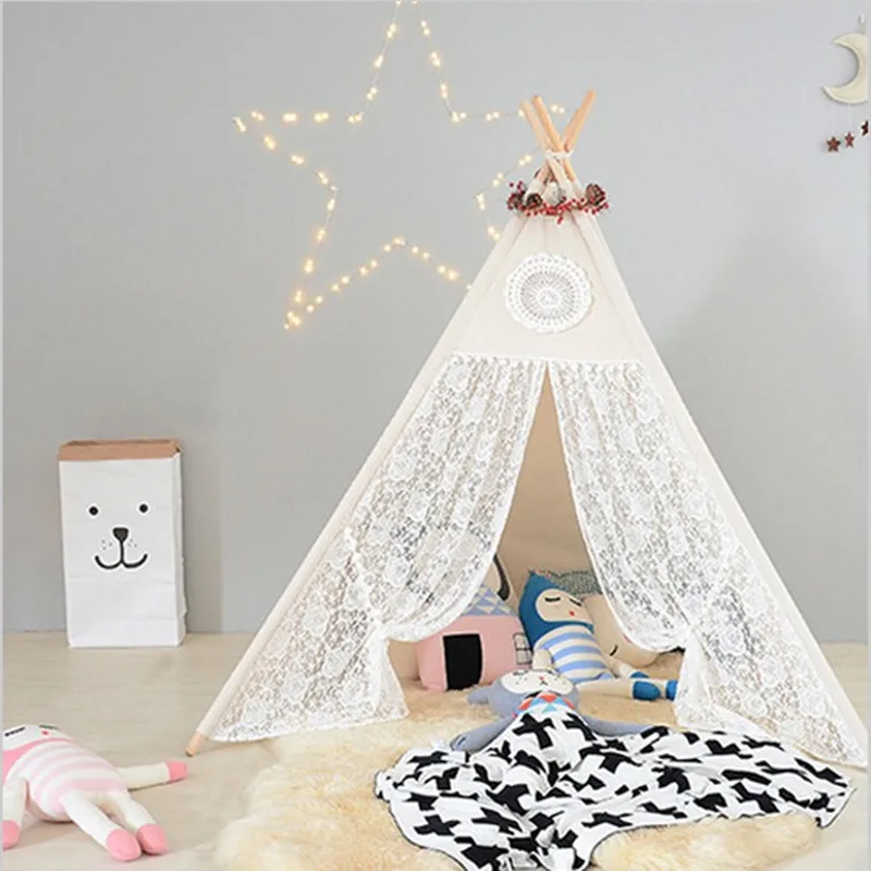 Ins Hot Four Poles Children Teepees Lace Cream Tent For Girls Kids Play Tent Cotton & Lace Tipi For 0-12 Baby цена Ins Hot Four Poles Children Teepees Lace Cream Tent For Girls Kids Play Tent Cotton & Lace Tipi For 0-12 Baby цены онлайн