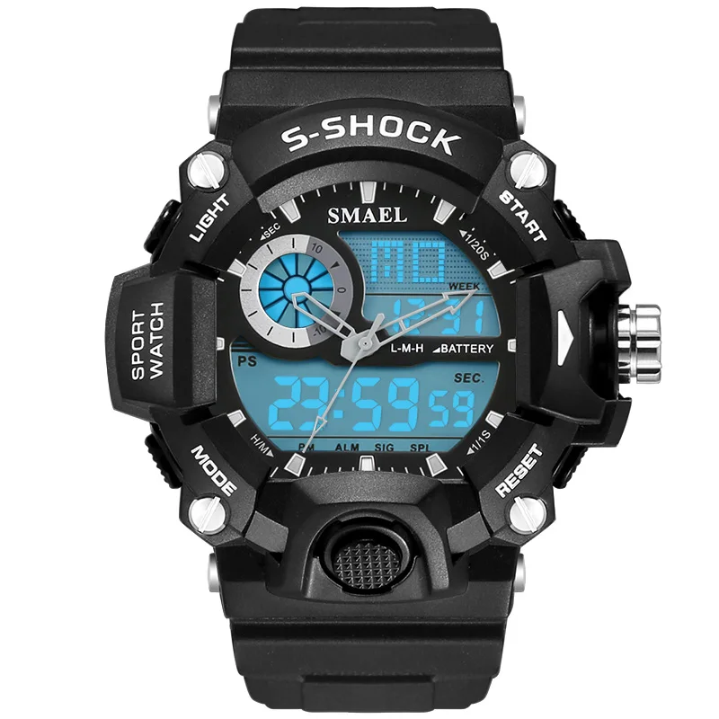Новые SMAEL часы мужские G стиль Wateproof S Shock спортивные мужские s часы лучший бренд класса люкс светодиодный цифровые часы военные армейские наручные часы - Цвет: Серый