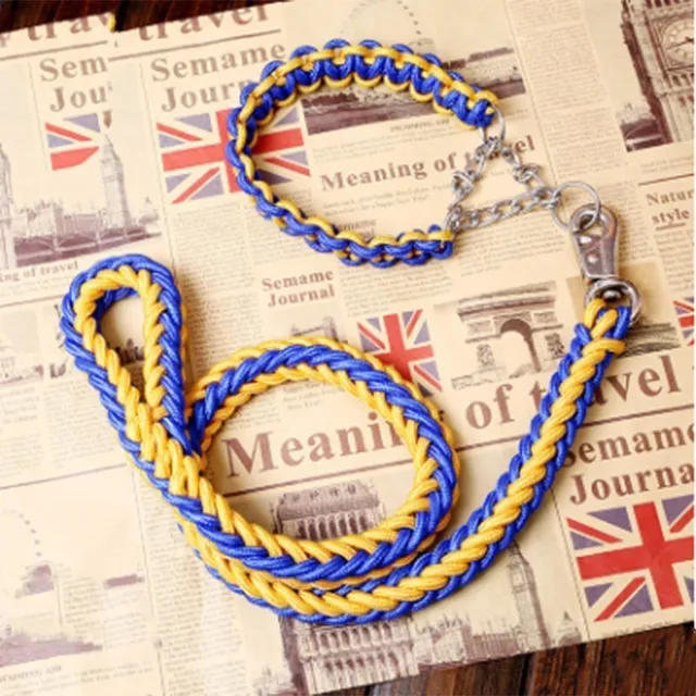 S XL Double Strand Rope Large Dog Leashes Metal P Chain Buckle Pet
