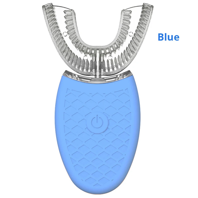 Автоматическая электрическая зубная щетка 360 градусов, щетка с u-образной силиконовой щеткой, звуковая вибрация, зарядка через usb, голубое отбеливание зубов