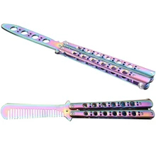 Тренировочный титановый нож из нержавеющей стали, складной тренировочный не Практичный Нож-бабочка Balisong, цветной Практичный Нож Karambit