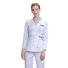 Корейский стиль, одежда для спа-клуба здоровья, белая блузка+ штаны, комплект для салона красоты, медицинская форма, Новая рабочая одежда для персонала, одежда для медсестры