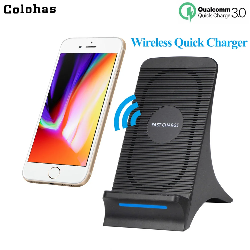 

Colohas 5V 2A Qi Fast Wireless Charger for iPhone X 8 Plus QC 3.0 Quick Wireless Charger Stand for Samsung Note 8 S8 Plus S7 S6
