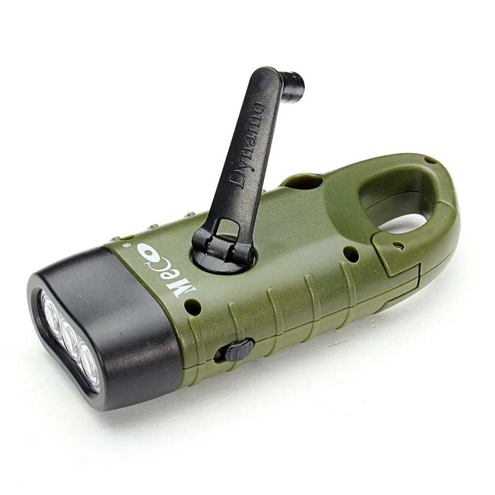 MECO Mini Emergency Hand Crank Dynamo Solar Flashlight Rechargeable LED Light Lamp Charging Powerful Torch For Outdoor Camping