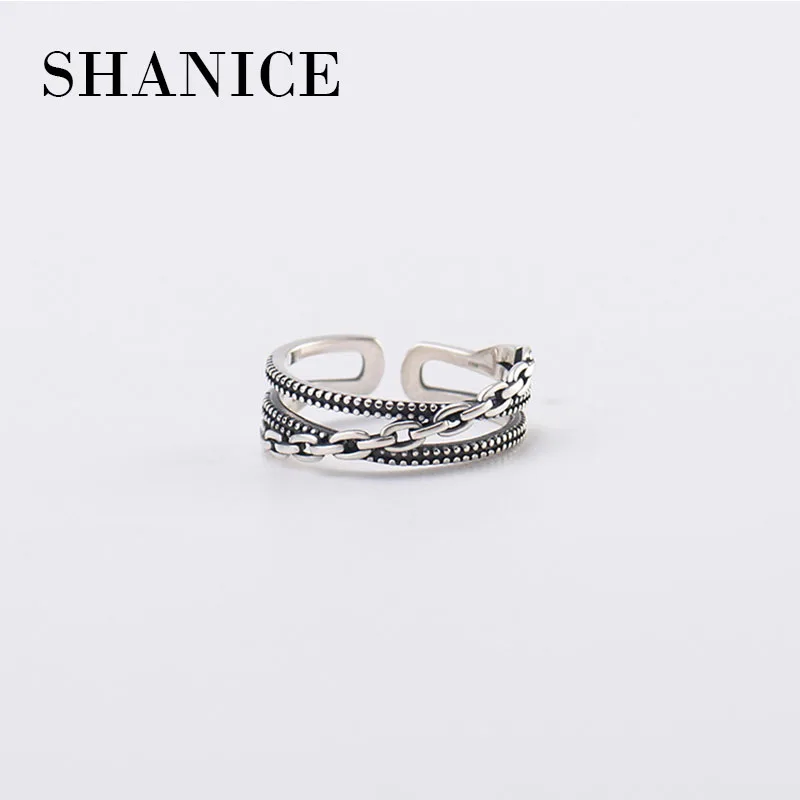 

SHANICE 100% Authentic 925 Sterling Silver Open Rings Twist Cross For Women Do The Old Elegant Jewelry Ring Street Party