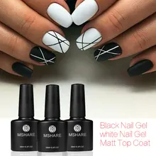 MSHARE Матовый верхний слой + белый + черный гель лак для ногтей лак удаляющийся замачиванием УФ светодиодный Гель-лак для ногтей(China)
