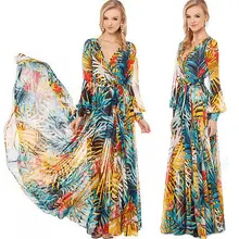 Heiße Frauen Sommer Gestreiften Boho Abendgesellschaft Lange Maxi Strandkleid Chiffon Kleider