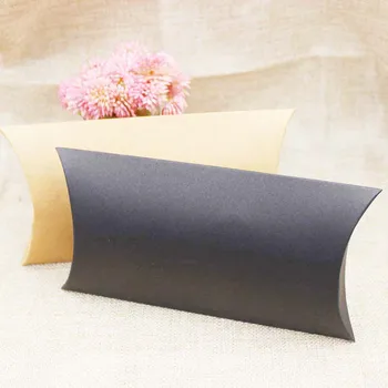 

100pcs 18*95*30mm zerongE jewelry paper candy box pillow shape products gift box black/kraft cardboard jewelry packing & display