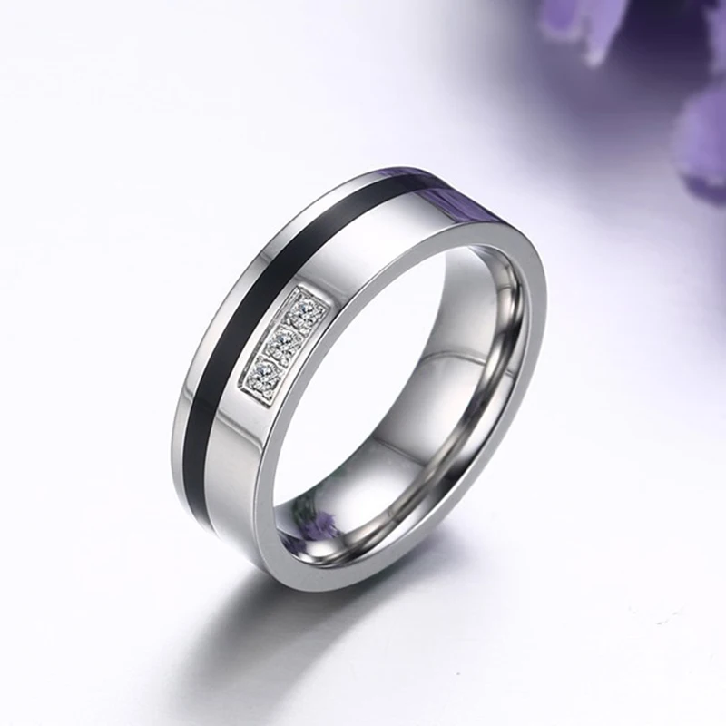 Обручальное кольцо для влюбленных, качественное титановое парное кольцо для женщин и мужчин, элегантное кольцо с черной эмалью