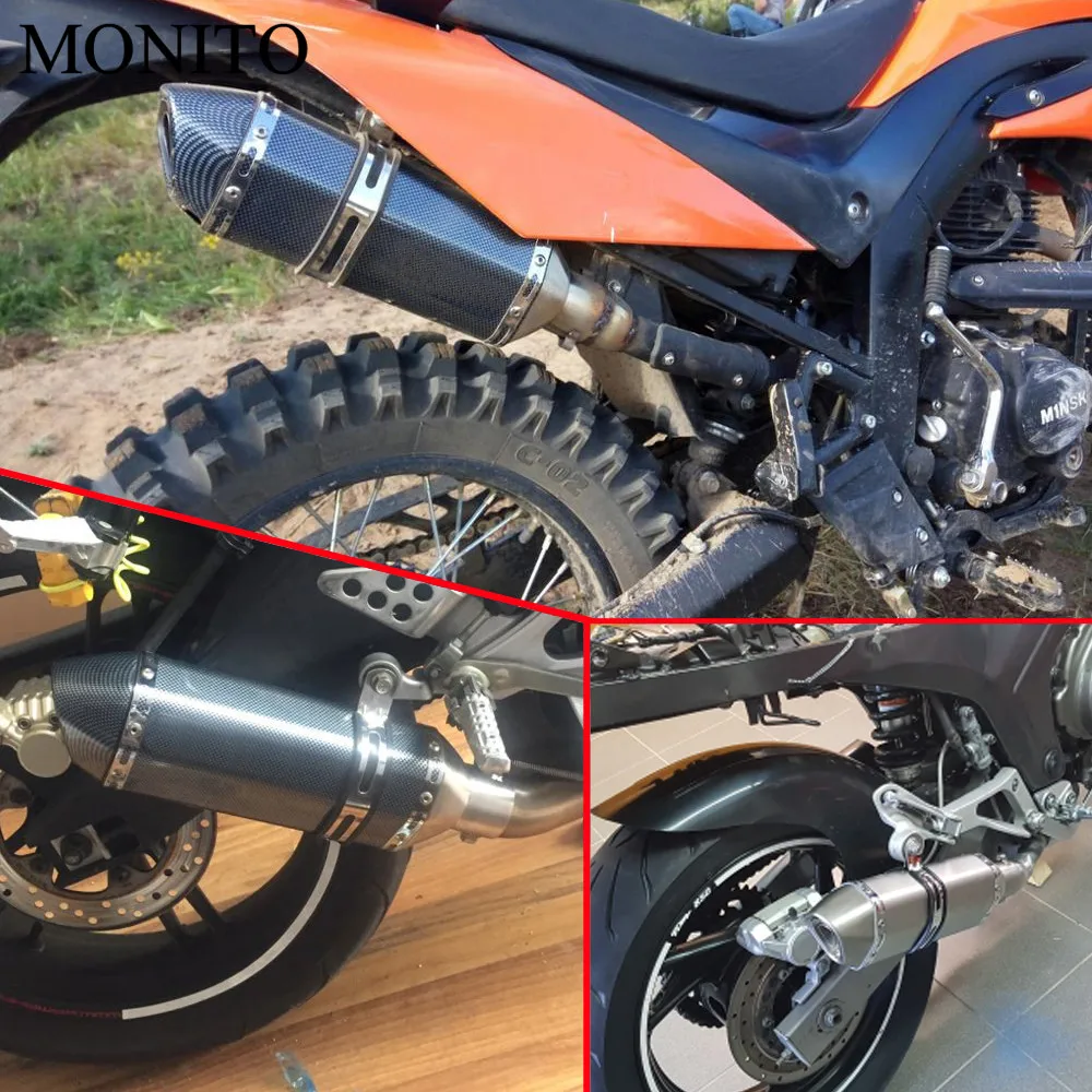 Для KTM 1050 1190 Adventure 640 690 SMC/Duke/Enduro R мотоциклетные выхлопные трубы из углеродного волокна, модифицированный глушитель akrapovic