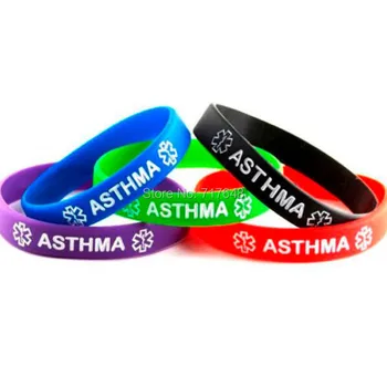 

300pcs Medical alert Asthma wristband silicone bracelets free shipping by FEDEX