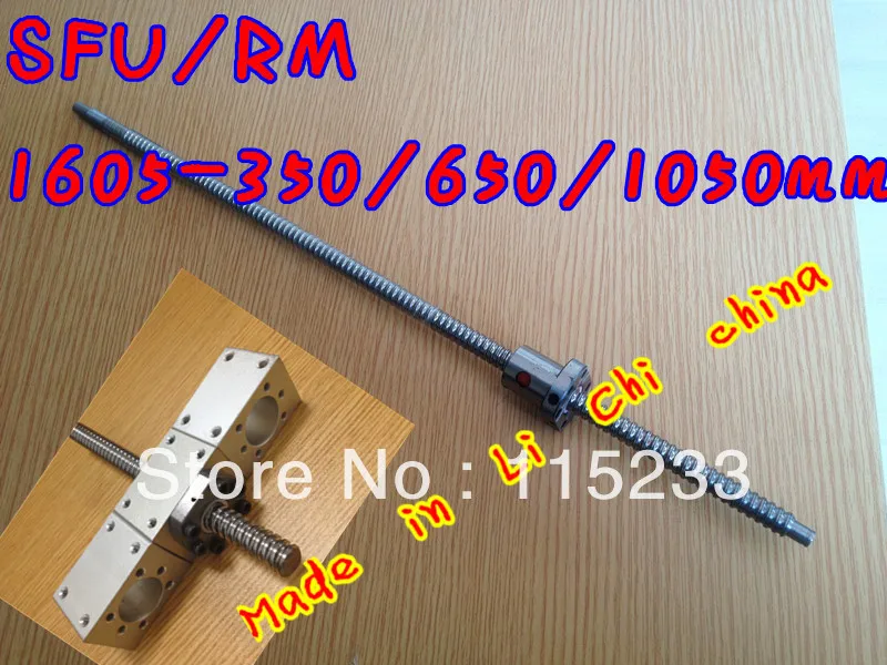 

Free shipping RM1605 Ballscrew -L350 / 650 / 1050mm-C7 Anti Backlash Rolled Ballscrew +3pcs SFU1605 ballnut for linear CNC X Y Z
