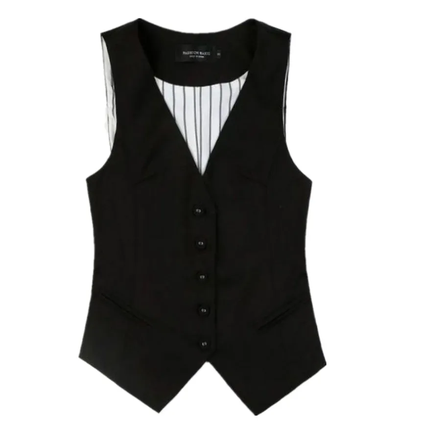 Women Short Suit Vest Slim Fit Waistcoat Single Breasted Sleeveless V
