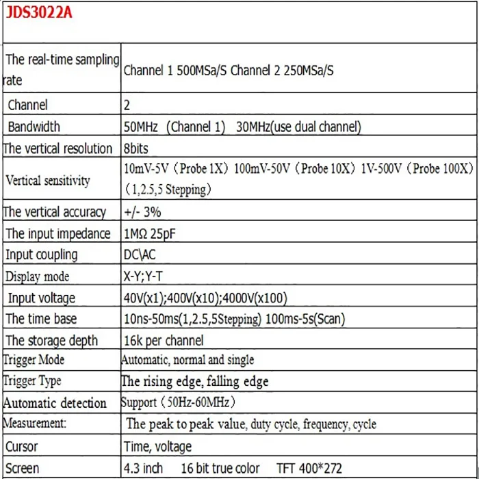 Jinhan Ручной осциллограф JDS3022A цифровой хранения 500MSa/S Max образцы 50 МГц 2CH DDS генератор JDS3022A
