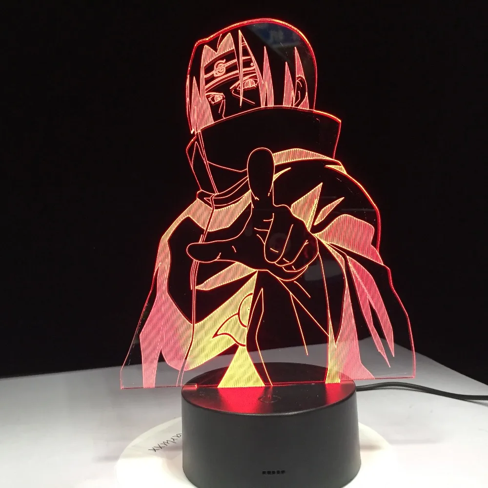 Ночной светильник Наруто 7 цветов, светодиодный прикроватный светильник Саске для детей, моделирующий светильник ing, 3D Визуальный аниме USB, настольная лампа, домашний декор