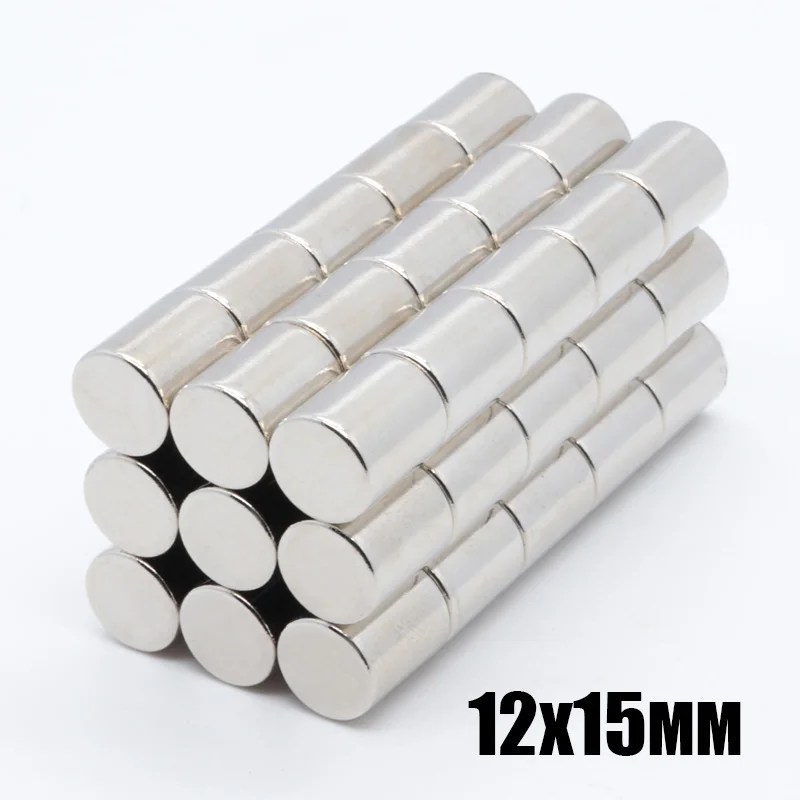 

10pcs 12x15mm Neodymium magnet 12x15 Rare Earth small Strong Round perman12*15mm fridge Electromagnet NdFeB nickle magnetic