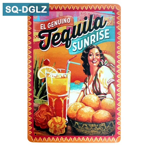 [SQ-DGLZ] Tequila Sunrise металлическая вывеска винтажные металлические тарелки кафе-бар клуб домашний Декор стены оловянные знаки ретро-плакат - Цвет: 0505