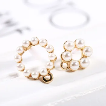 

SEA MEW 30 PCS Fashion Metal Alloy Gold Pearl Stud Earrings Base Setting DIY Earrings Accessories For Jewelry Making