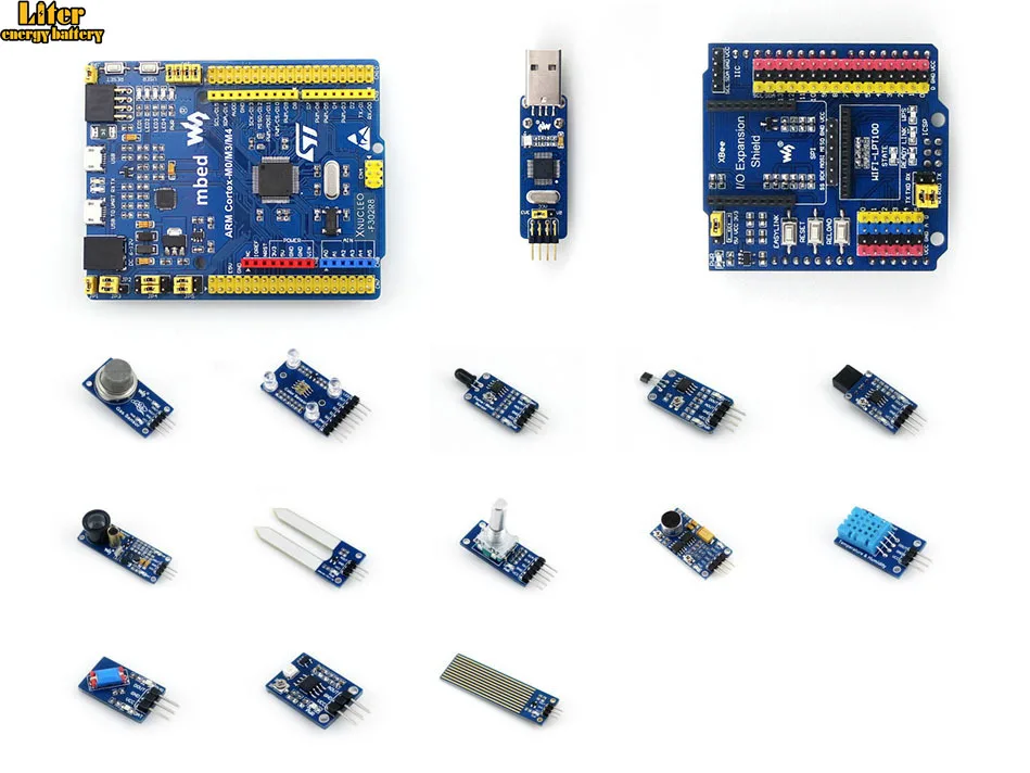 

STM32 Nucleo Board XNUCLEO-F302R8 ARM Cortex-M4 Development Kit Compatible NUCLEO-F302R8+ST-LINK/V2 (mini) +IO Expansion+Sensors