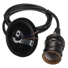 Винтажный Потолочный подвесной светильник E27, цоколь, винт, держатель лампы с проводом, черный светильник, аксессуар