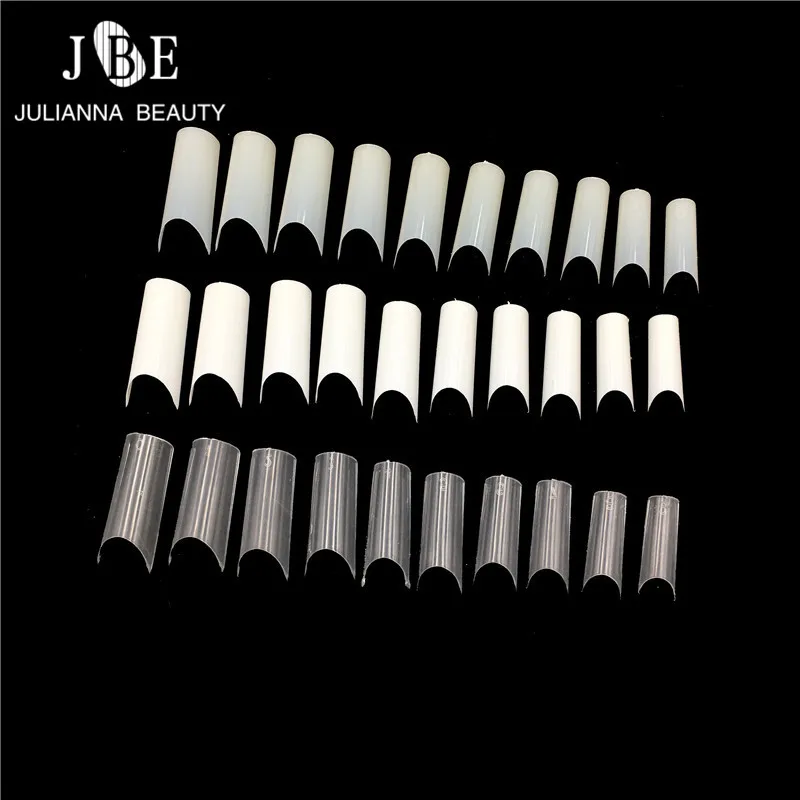 

100pcs/Box Curved Nail Art Tips False Professional Nails Art Tips U-Shape Half Cover Manicure Acrylic Square ABS Fake Nail Tips