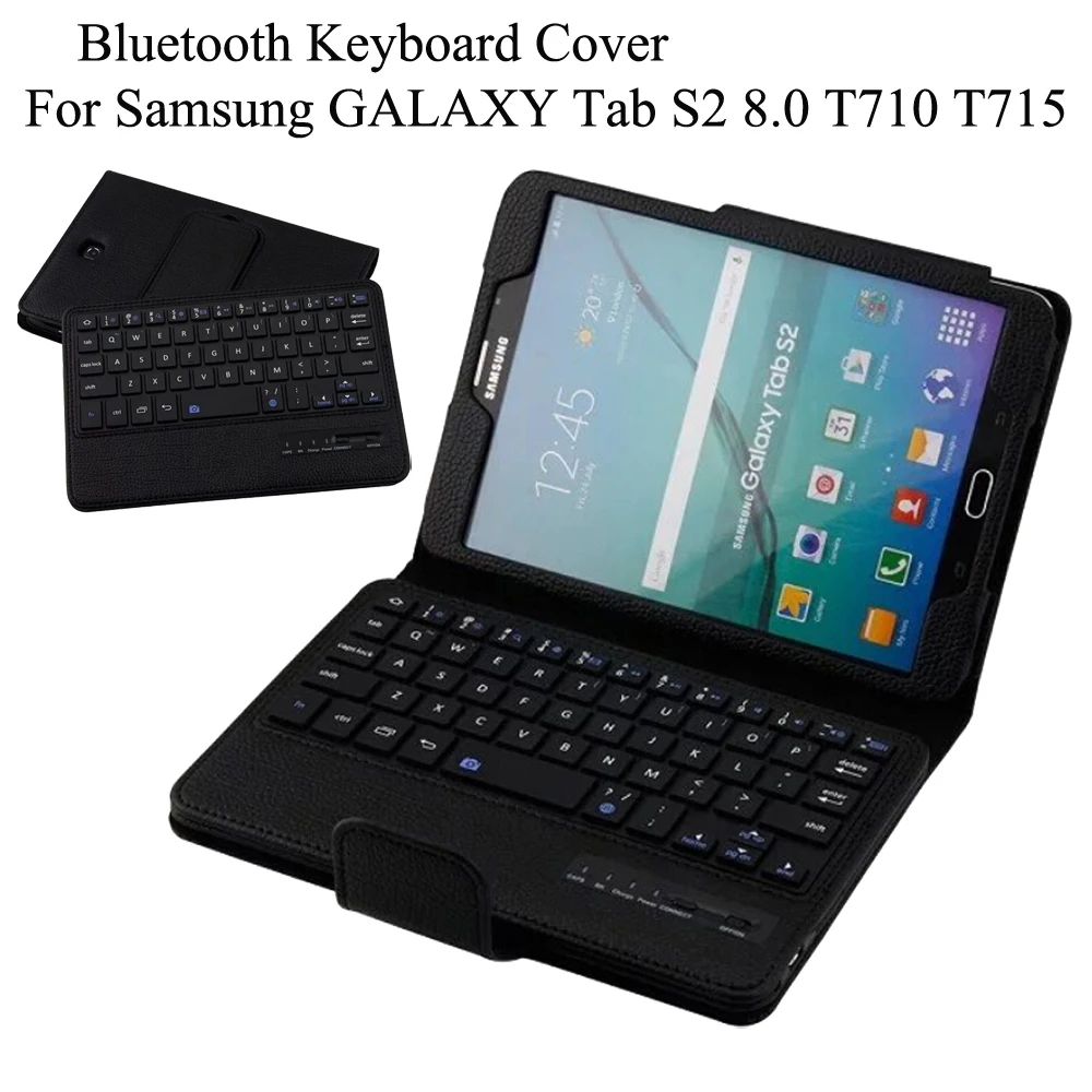 

For Samsung GALAXY Tab S2 8.0 T710 T715 Removable Wireless Bluetooth Keyboard Portfolio Folio PU Leather Case Cover +Film + Pen