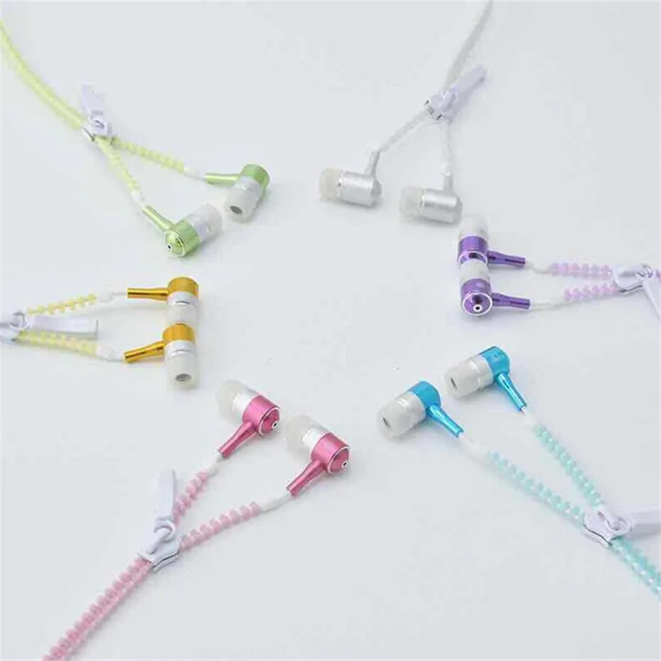 New Fashion Sports Earphones Headset Luminous Light Glow in the Dark Metal Zipper Earphone with Mic for Xiaomi  Mobile Phone (5)