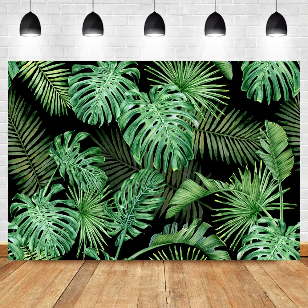 

Neoback Summer Tropical Green Palm leaves Custom Birthday Party Photography Background