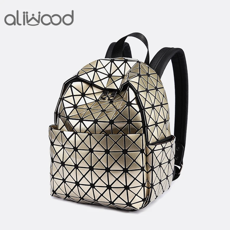 

Aliwood Women's Small Backpack Female Leather Geometric School Bags Tide Laser Rucksack for adolescent girls Mochila Feminina