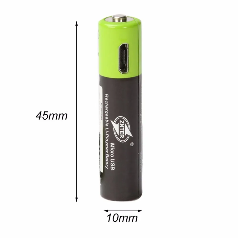 ZNTER 4 шт 1,5 V AAA Mirco USB аккумуляторная батарея 400MAH AAA батарея для игрушек RC аккумуляторы с контроллером литий-полимерная батарея