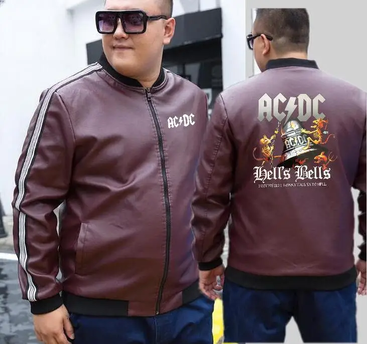 

Men's rock leather jacket high quality classic ACDC band jacket men's clothing