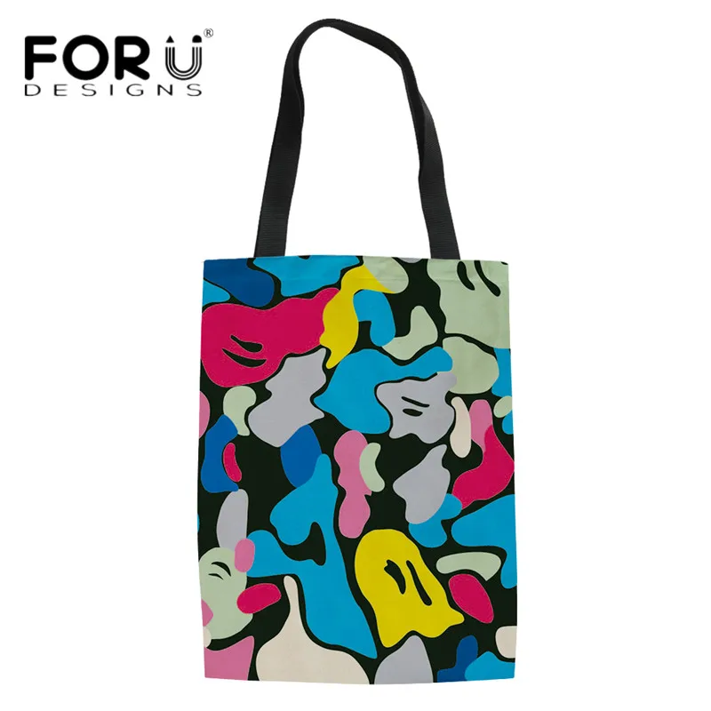 

FORUDESIGNS High Quality Women Linen Bags 3D Print Summer Beach Handbags for Ladies Girls Large Capacity Folding Bolsa Cloth Bag