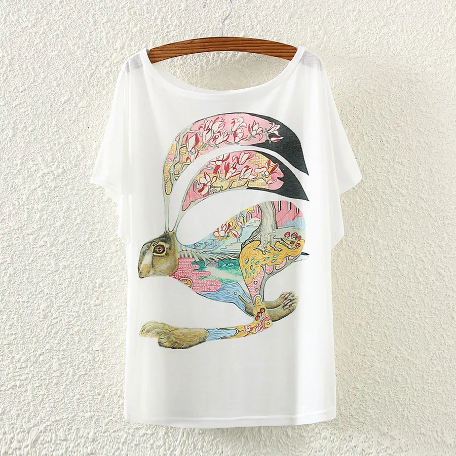 2017 summer new style Strange rabbit logo women batwing sleeve fashion loose short-sleeved lady T-shirt women clothing tops tees 11 2017 summer new style Strange rabbit logo women batwing sleeve fashion loose short-sleeved lady T-shirt women clothing tops tees 11