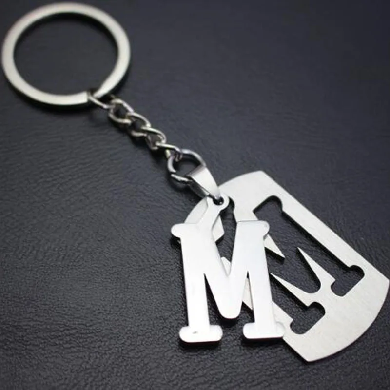 

Fashion New 26 Letters Stainless Steel KeyChain Men Women Car Key Ring key chain Best Couple gift Jewelry