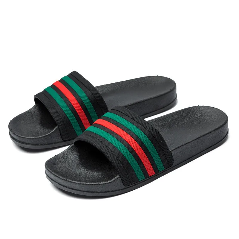 

Men's home striped slippers non-slip indoor shock absorber summer sandals soft rubber bottom fashion slippers
