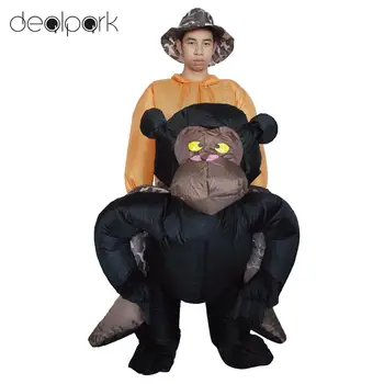 

Inflatable Chimpanzee Costume Suit Blow Up Fancy Dress Party Costume Black Orangutan Outfit Jumpsuit Cosplay Costume Adult