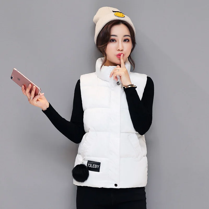 Autumn New Korean Edition Feather Down Cotton vest Women's Thickened Standing Collar Cotton Vest Coat
