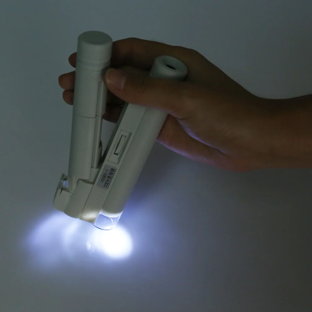 Регулируемый ручной микроскоп 100X с зумом светодиодный карман сумкой Портативный