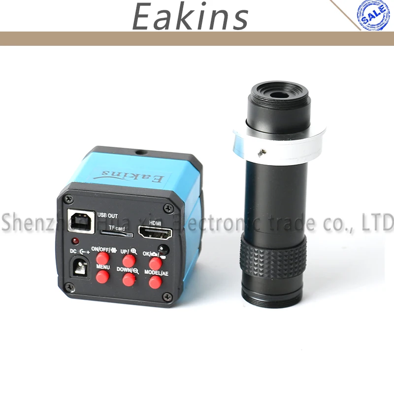 

720P 14MP HDMI USB Industry Video Microscope Camera lens TF Card + 1X-100X Zoom C-mount Lens 18CM High Working Distance