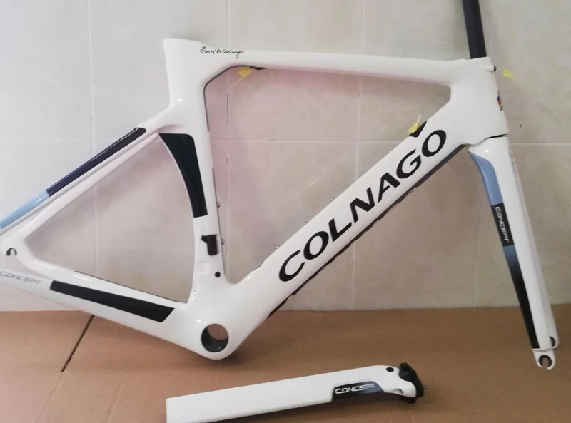 Clearance white black Colnago Concept carbon frame BB386 double-pivot brake T14 color carbon road bicycle frameset 3