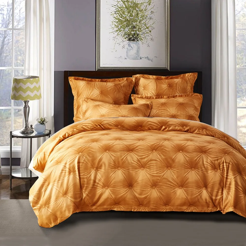 Free shipping European buttons look print bedding duvet cover set with