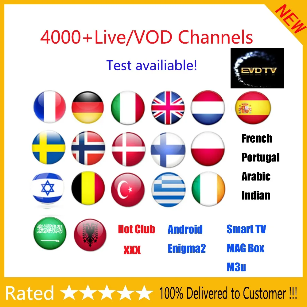 

IPTV 4000+ channels EVDTV IPTV subscription Europe Spain Sweden Arabic French Italy Norway Saudi Arabia M3U Smart TV Mag tv box