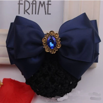 Fashion Office Lady Bow Tie Barrette Hair Clip Cover Bowknot Net Bun Deep Snood for Long Hair Hair Bands for Women - Цвет: J